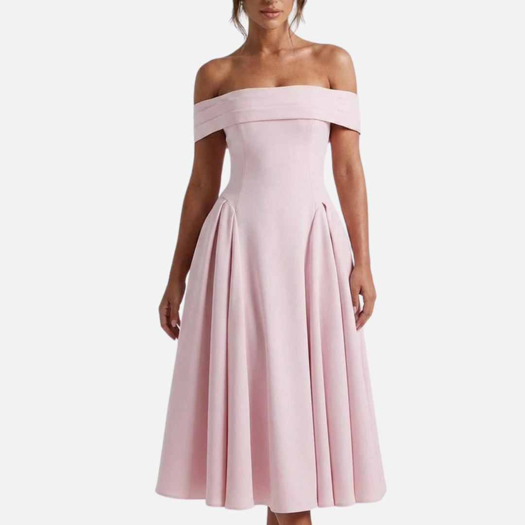 Sienna | Off-Shoulder Midi Dress Wedding Guest