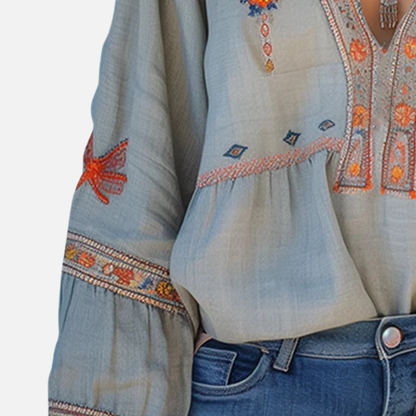 Women's Boho Embroidered Blouse