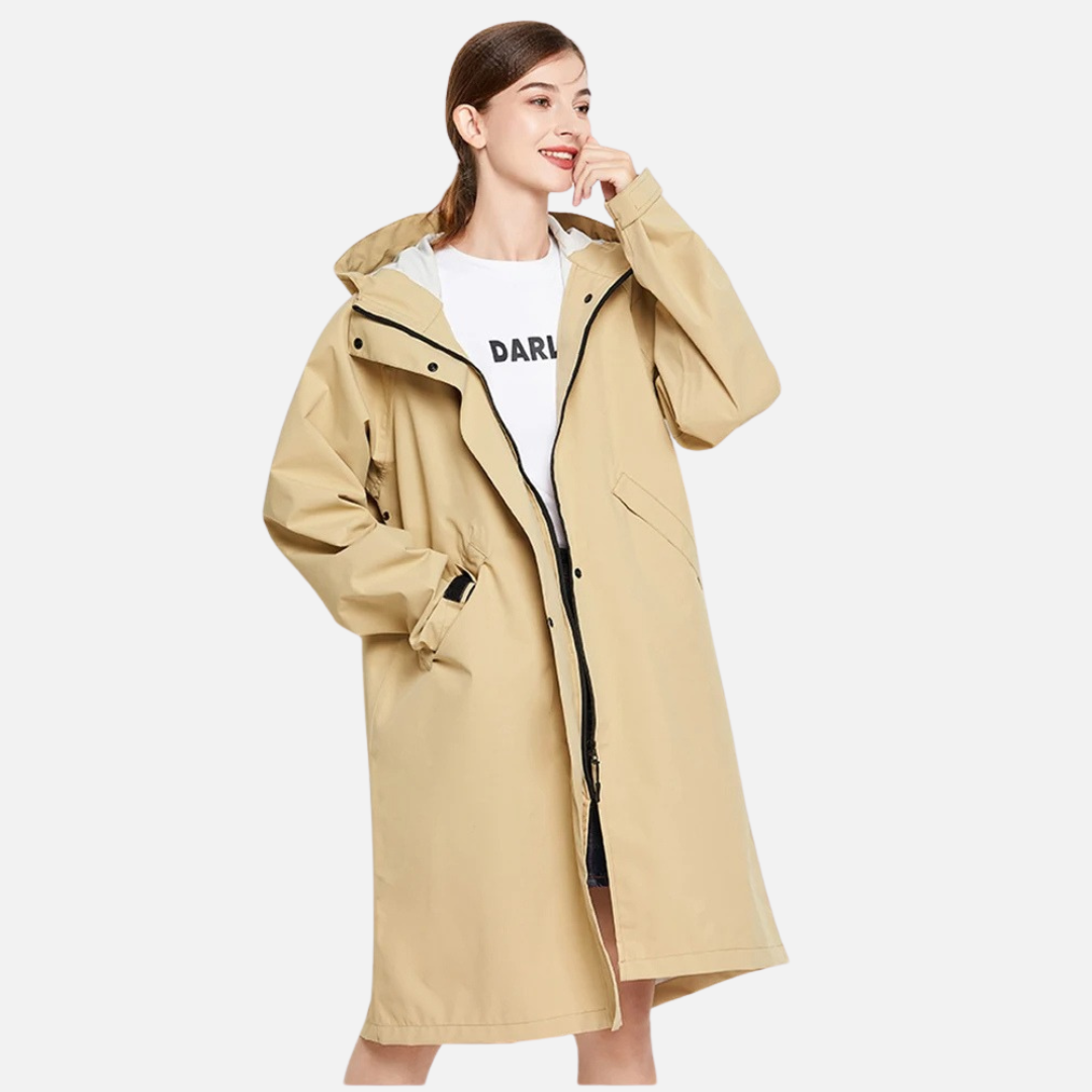 Women's Waterproof Rain Mac Coat - Lightweight Hooded Outdoor Windbreaker