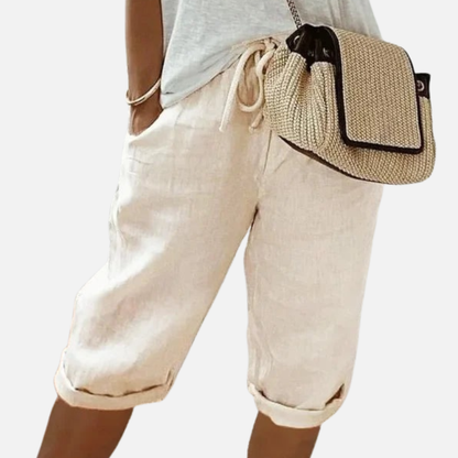 Women's Linen Capri Pants - Breathable Summer Crop Trousers