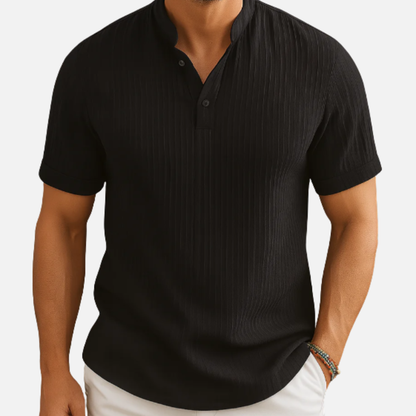 Men's Textured Quarter Zip Polo Shirt