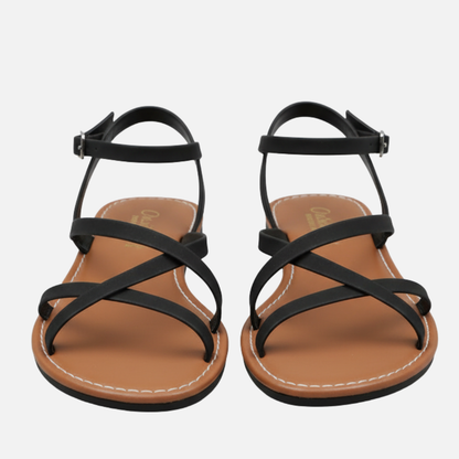 Women’s Strappy Flat Sandals – Comfortable Ankle Strap Slippers