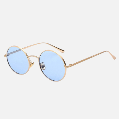 Unisex Round Retro Sunglasses - Vintage Circle Metal Frame Sun Glasses