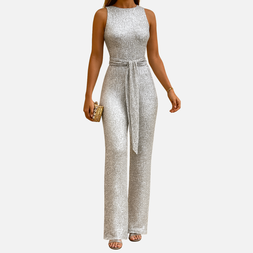Backless Glitter Jumpsuit – Elegant Party Outfit