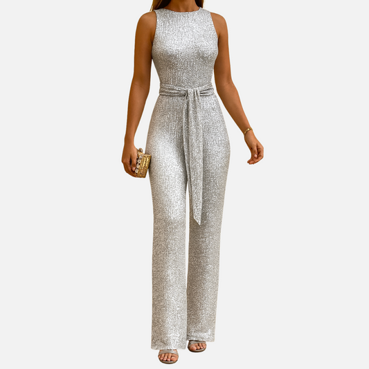 Backless Glitter Jumpsuit – Elegant Party Outfit