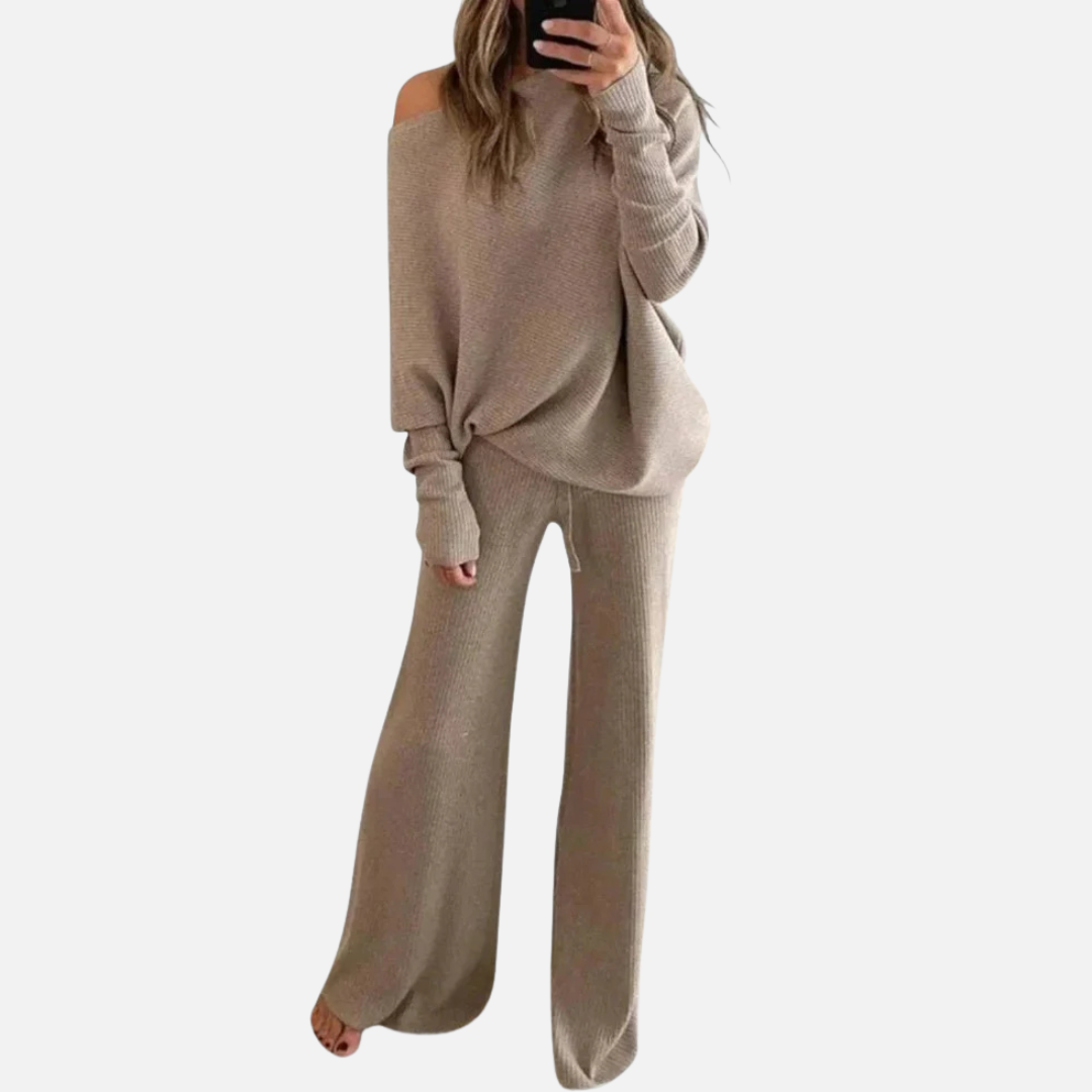 Women’s Off-Shoulder Knit Lounge Set Loungewear