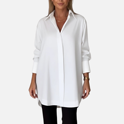 Women's Oversized Button Down Tunic Shirt
