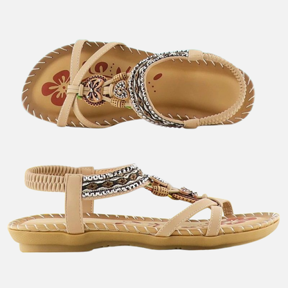 Women's Boho Open Sandals - Beaded Slippers