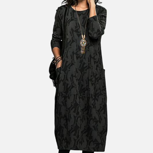 Women's Long Sleeve Abstract Maxi Dress