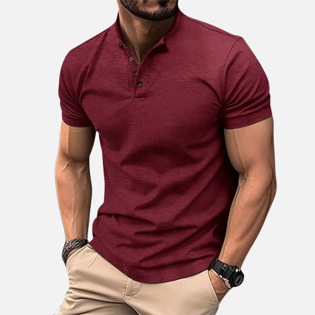 Men's Slim Fit Henley Polo Shirt