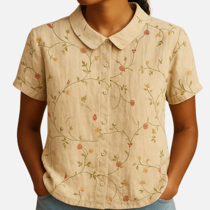 Women’s Floral Print Short Sleeve Blouse – Casual Top