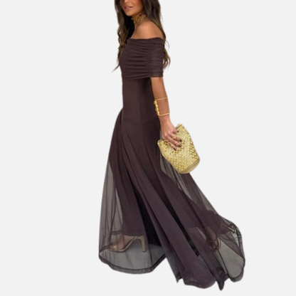 Women’s Off-Shoulder Mesh Maxi Dress
