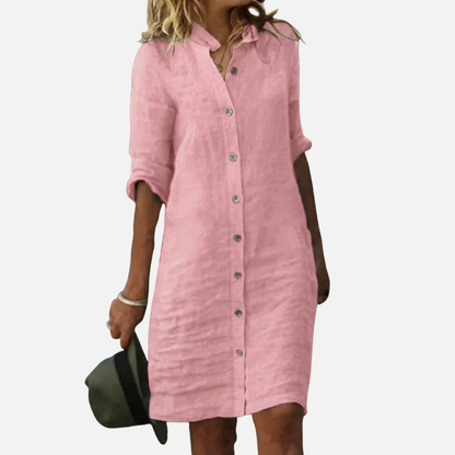 Women’s Linen Button-Front Shirt Dress
