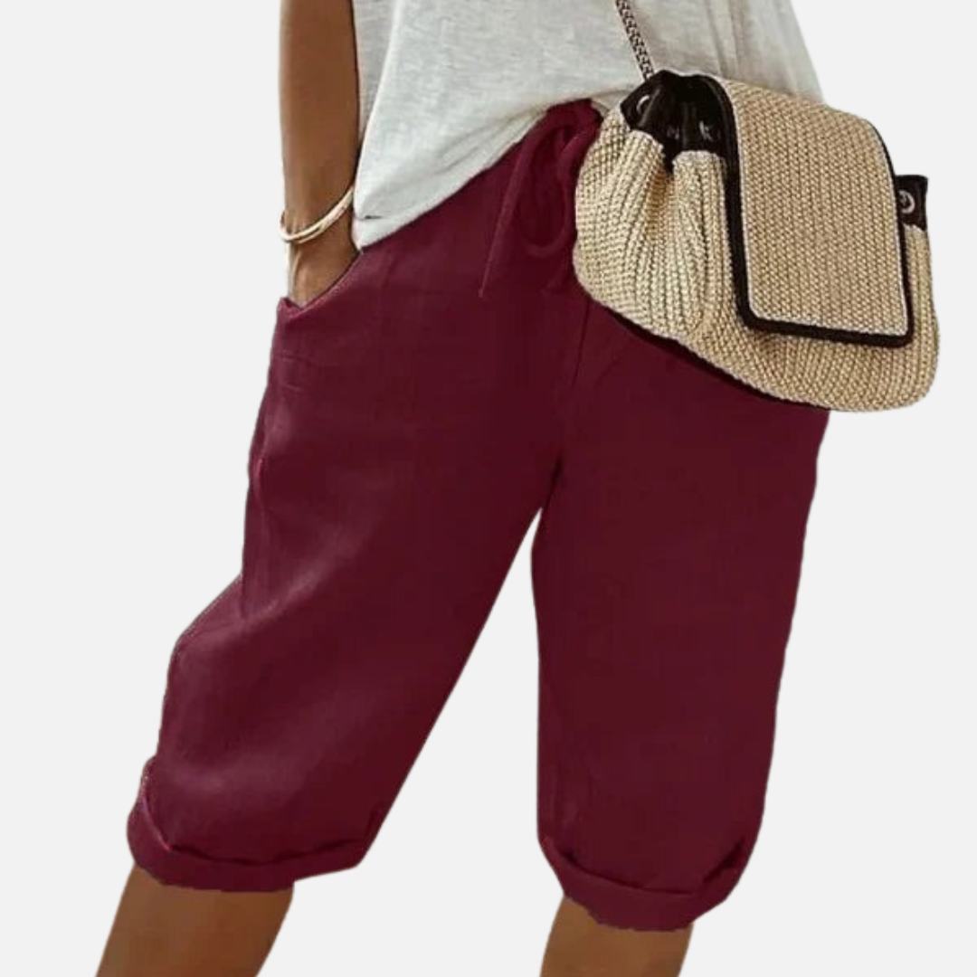 Women's Linen Capri Pants - Breathable Summer Crop Trousers