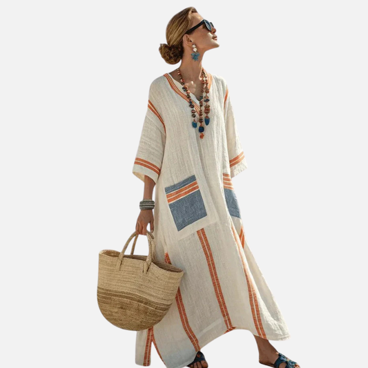Women's Striped Linen Breathable Dress