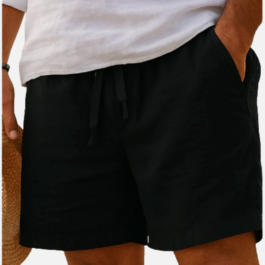 Men’s Casual Linen Drawstring Shorts Breathable
