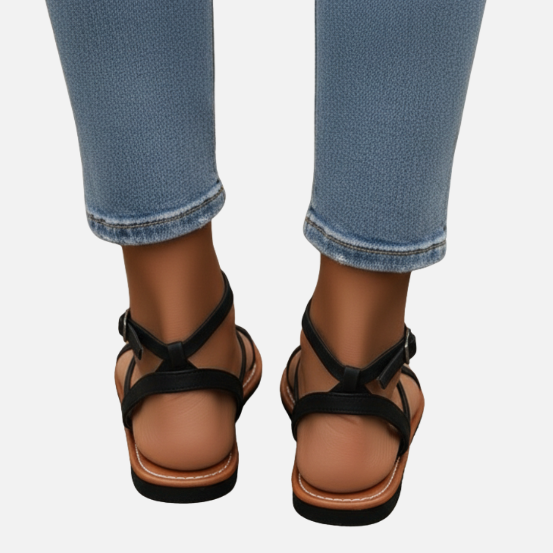 Women’s Strappy Flat Sandals – Comfortable Ankle Strap Slippers