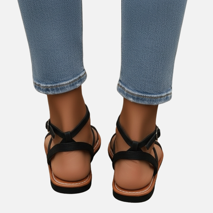 Women’s Strappy Flat Sandals – Comfortable Ankle Strap Slippers