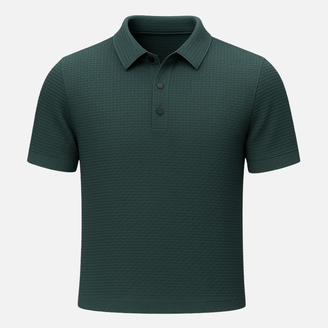 Men’s Textured Polo Shirt – Premium Waffle Knit Short Sleeve