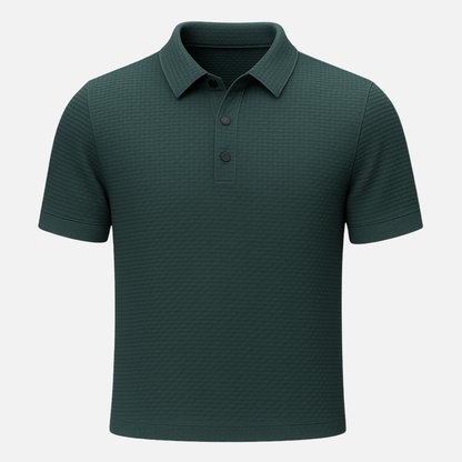 Men’s Textured Polo Shirt – Premium Waffle Knit Short Sleeve
