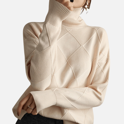 Women's Textured Turtleneck Jumper - Soft Knit Warm Sweater