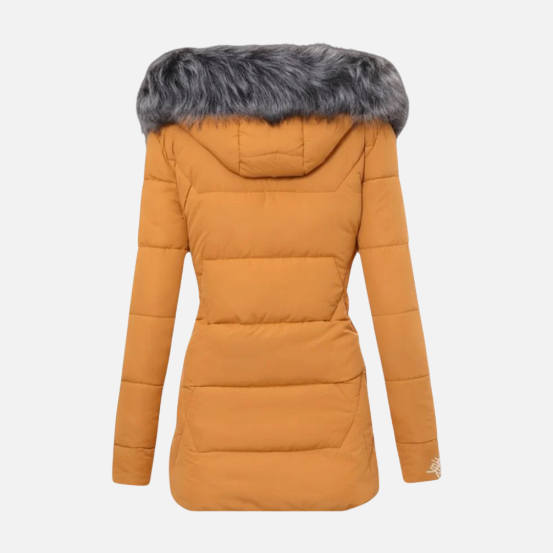 Women’s Quilted Jacket Puffer with Faux Fur Hood