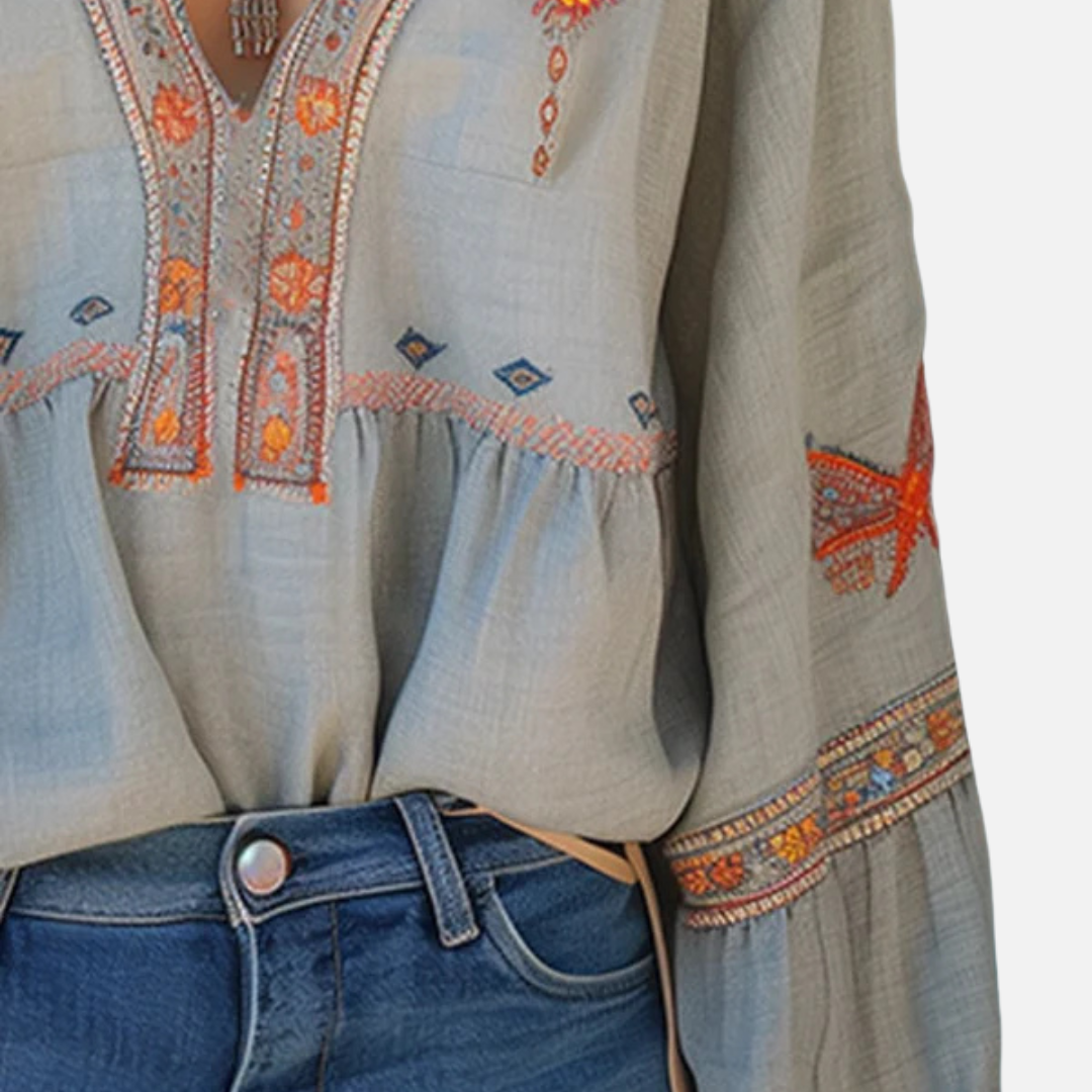 Women's Boho Embroidered Blouse