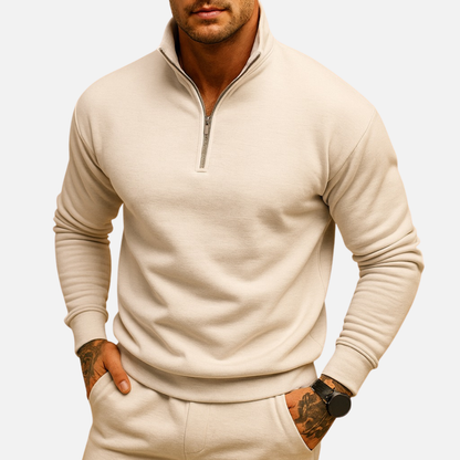 Men's Half-Zip Sweater - Smart Funnel Neck Quarter Zip Pullover