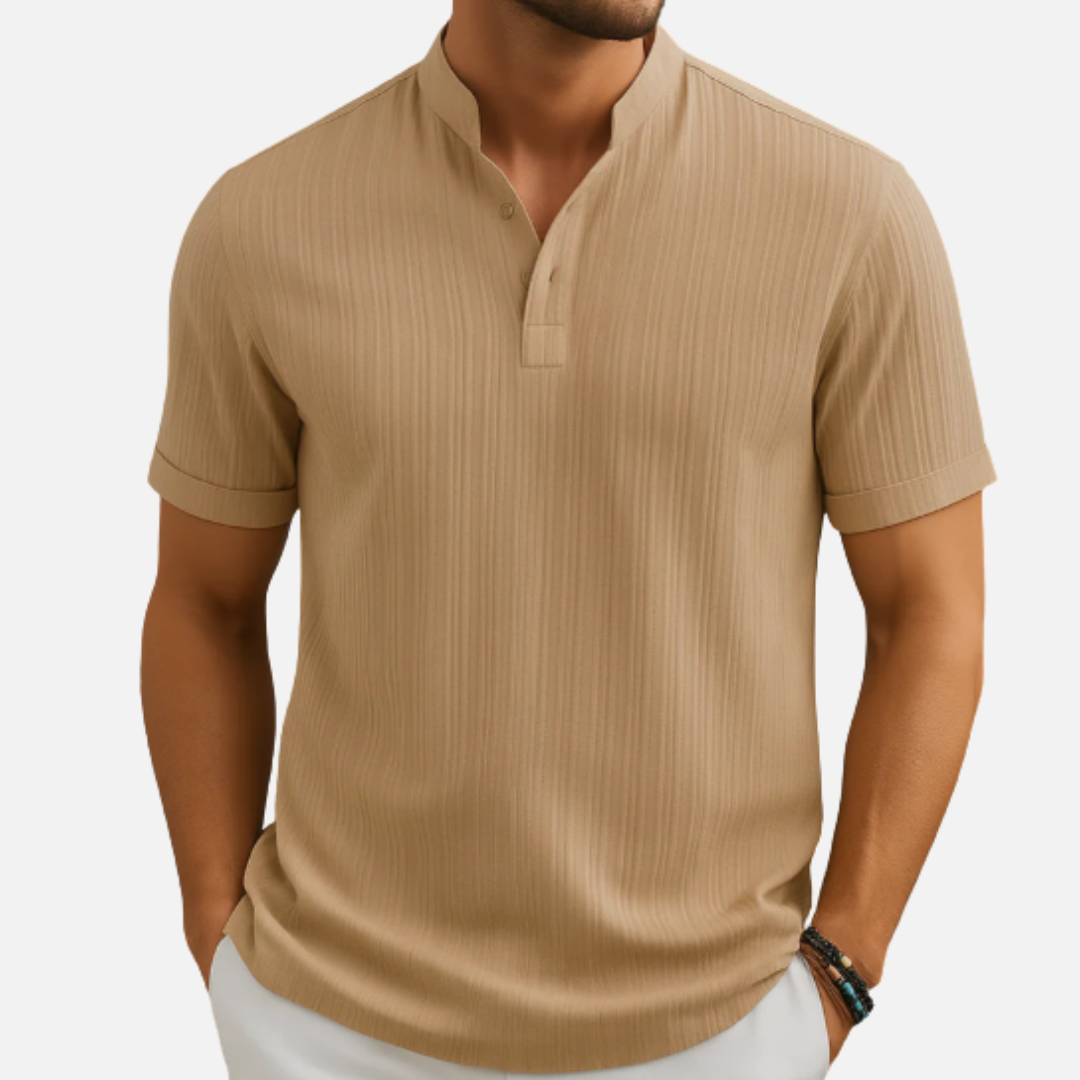 Men's Textured Quarter Zip Polo Shirt
