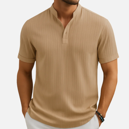 Men's Textured Quarter Zip Polo Shirt