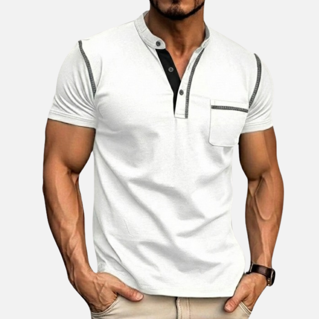 Men’s Casual Henley Polo Shirt