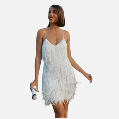Women's Feather Mini Cocktail Dress