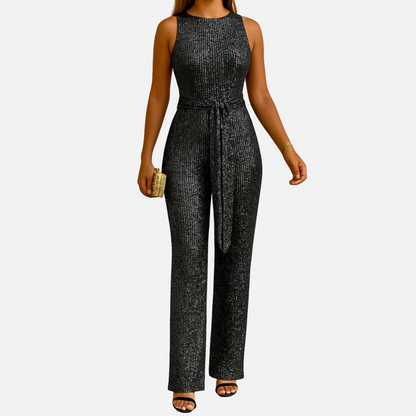 Backless Glitter Jumpsuit – Elegant Party Outfit