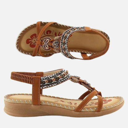Women's Boho Open Sandals - Beaded Slippers