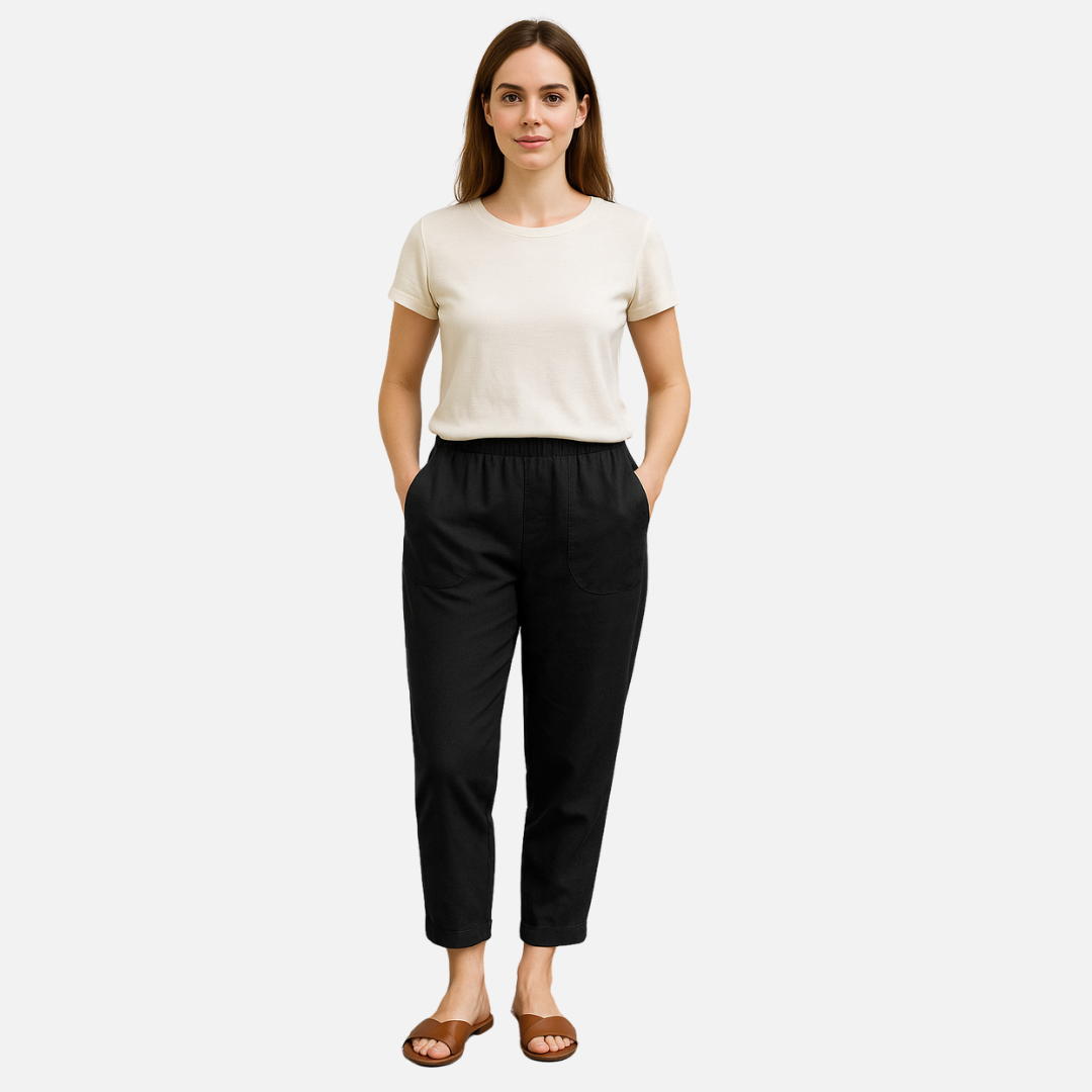 Women's Wide Leg Linen Trousers - Breathable High Waisted Summer Pants