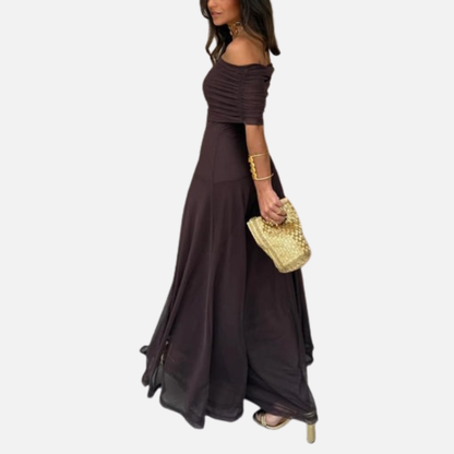 Women’s Off-Shoulder Mesh Maxi Dress