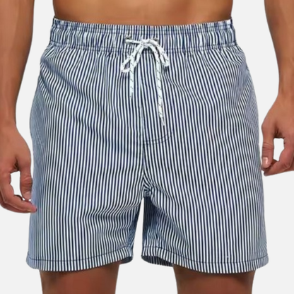 Men’s Classic Striped Swim Shorts with Adjustable Drawstring