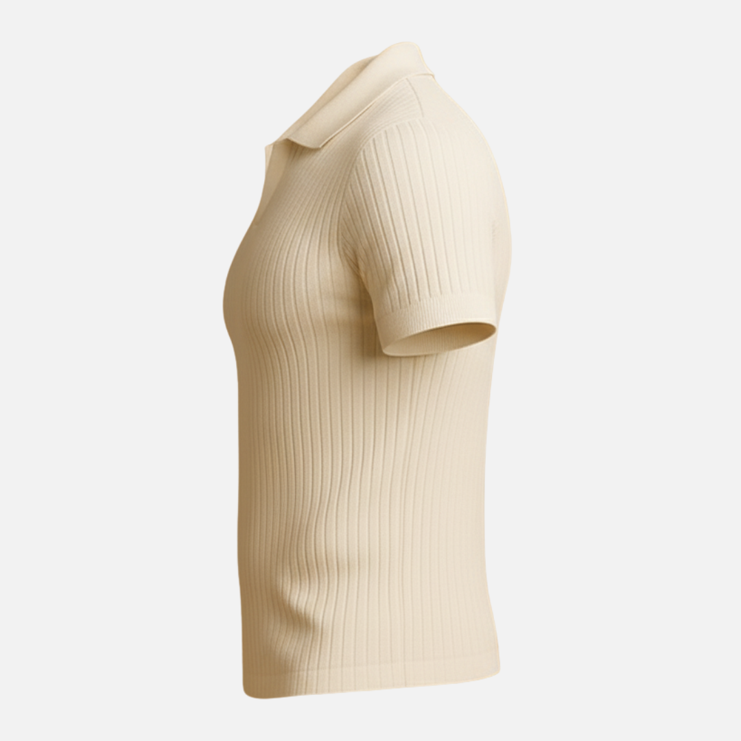 Men’s Slim Fit Ribbed Polo Shirt – Short Sleeve Polo