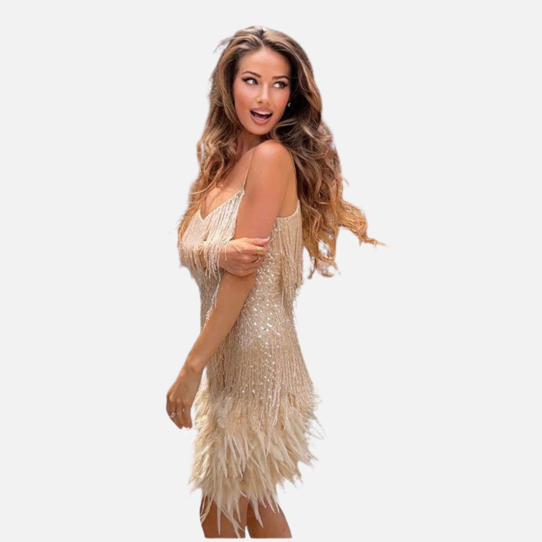 Women's Feather Mini Cocktail Dress