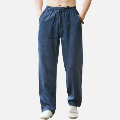 Men's Relaxed Linen Trousers - Breathable Cotton Linen Blend Pants