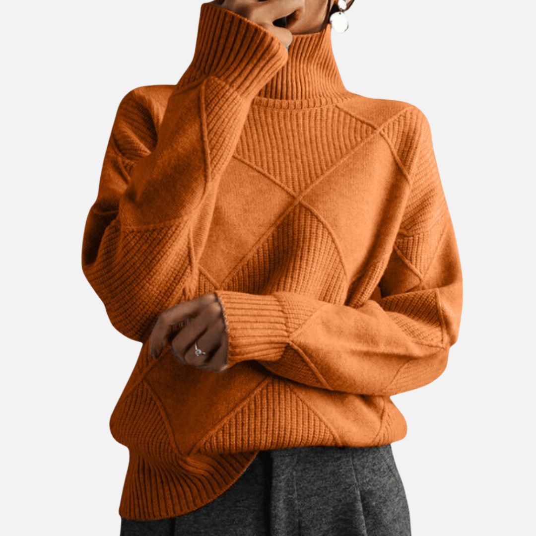 Women's Textured Turtleneck Jumper - Soft Knit Warm Sweater