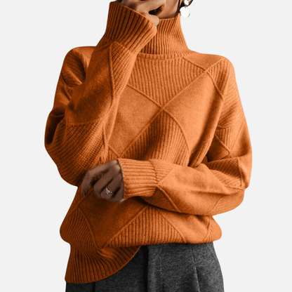 Women's Textured Turtleneck Jumper - Soft Knit Warm Sweater