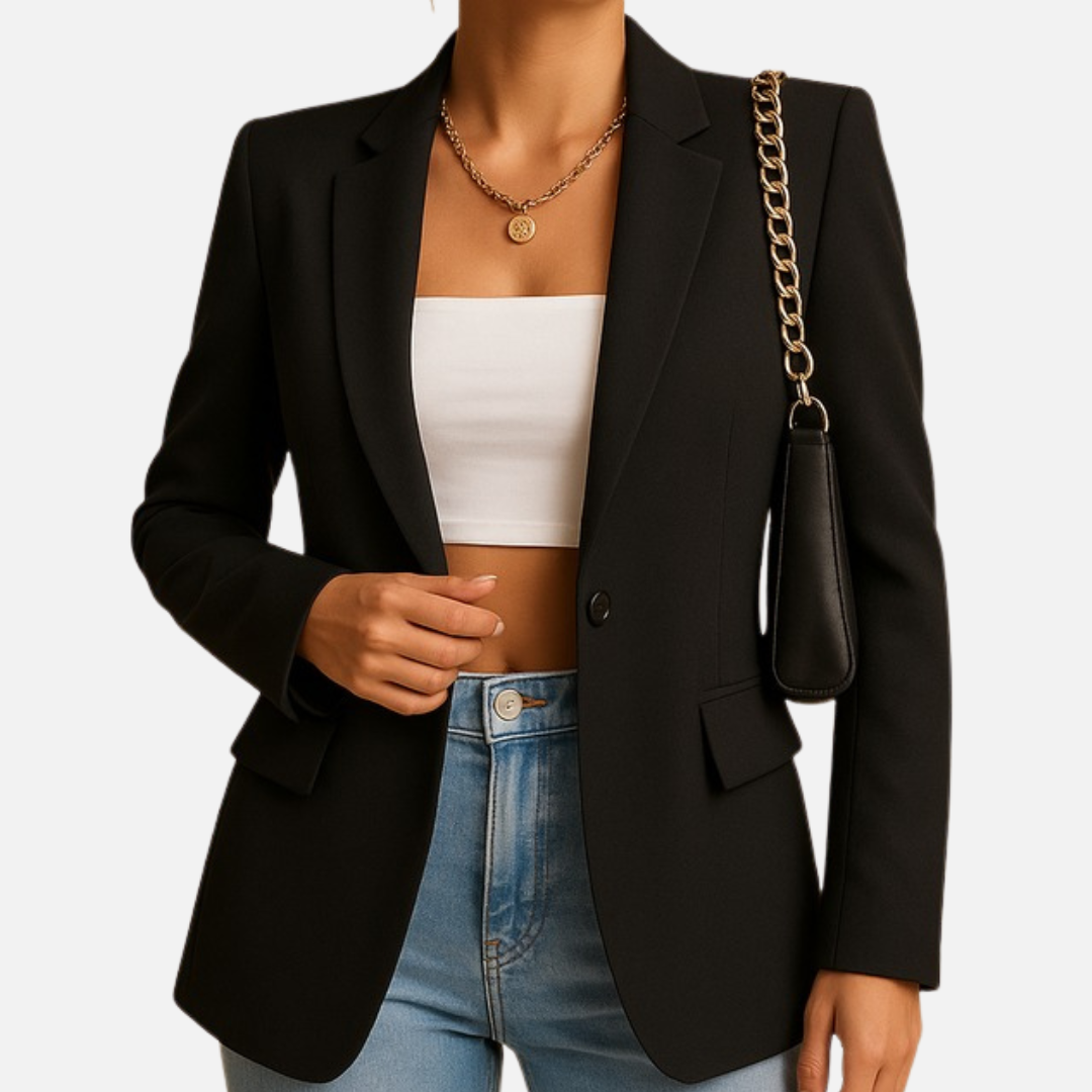 Women’s Casual Elegant Blazer - Tailored Single-Button Jacket