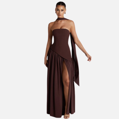 Women’s Strapless Chiffon Maxi Dress