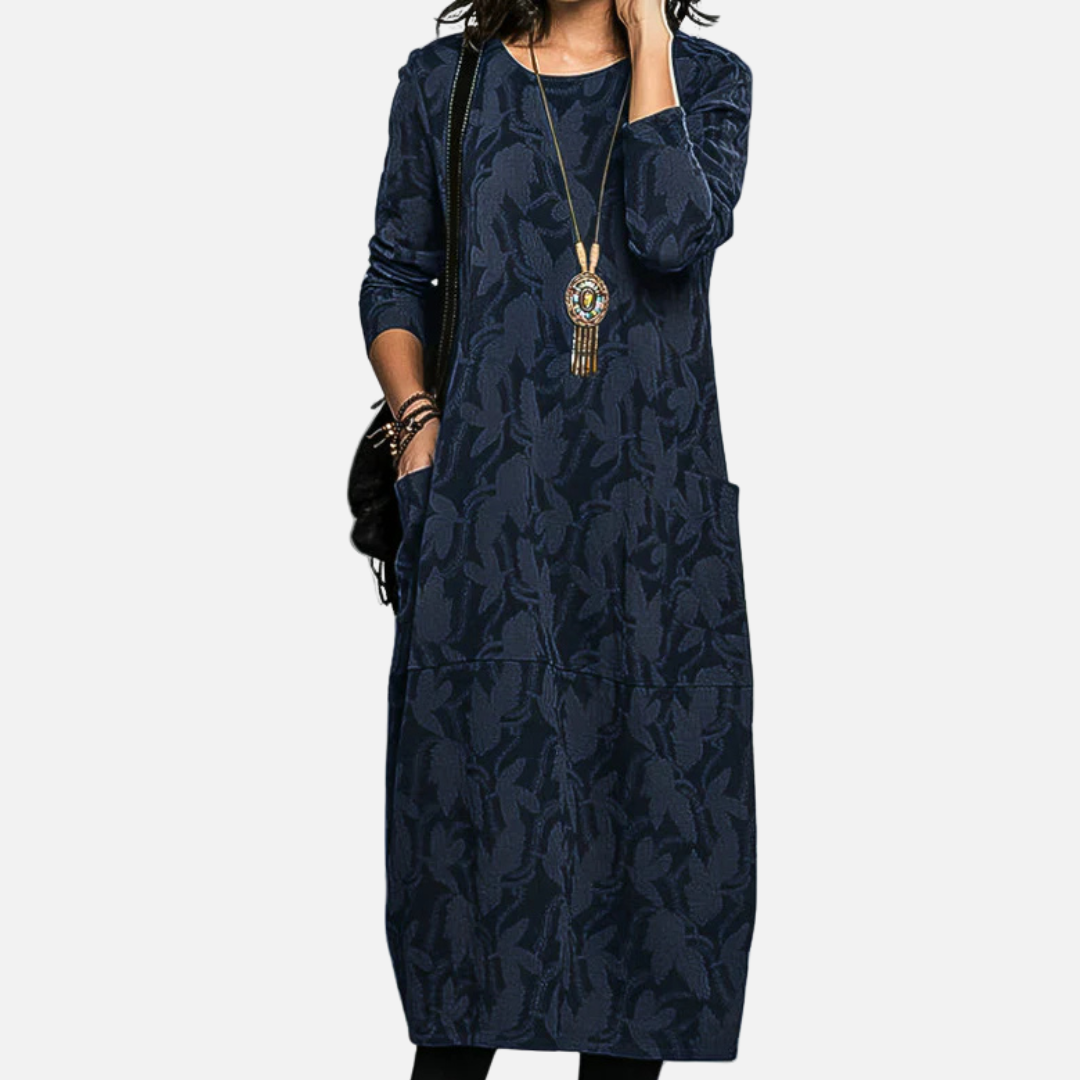 Women's Long Sleeve Abstract Maxi Dress