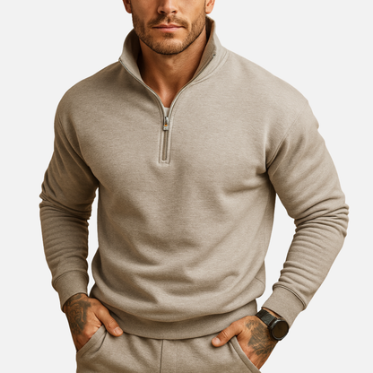 Men's Half-Zip Sweater - Smart Funnel Neck Quarter Zip Pullover