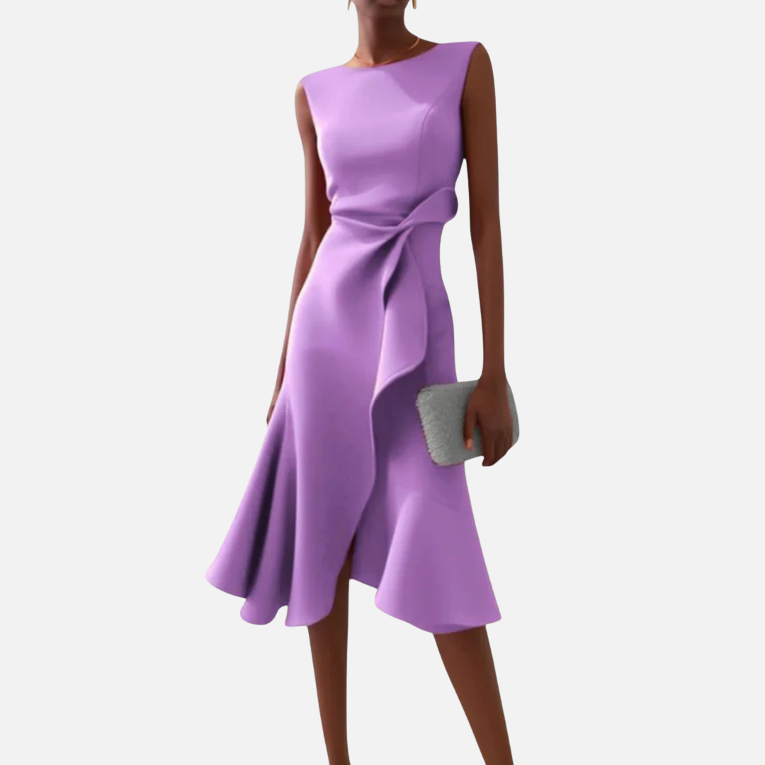 Women's Elegant Ruffle Cocktail Midi Dress