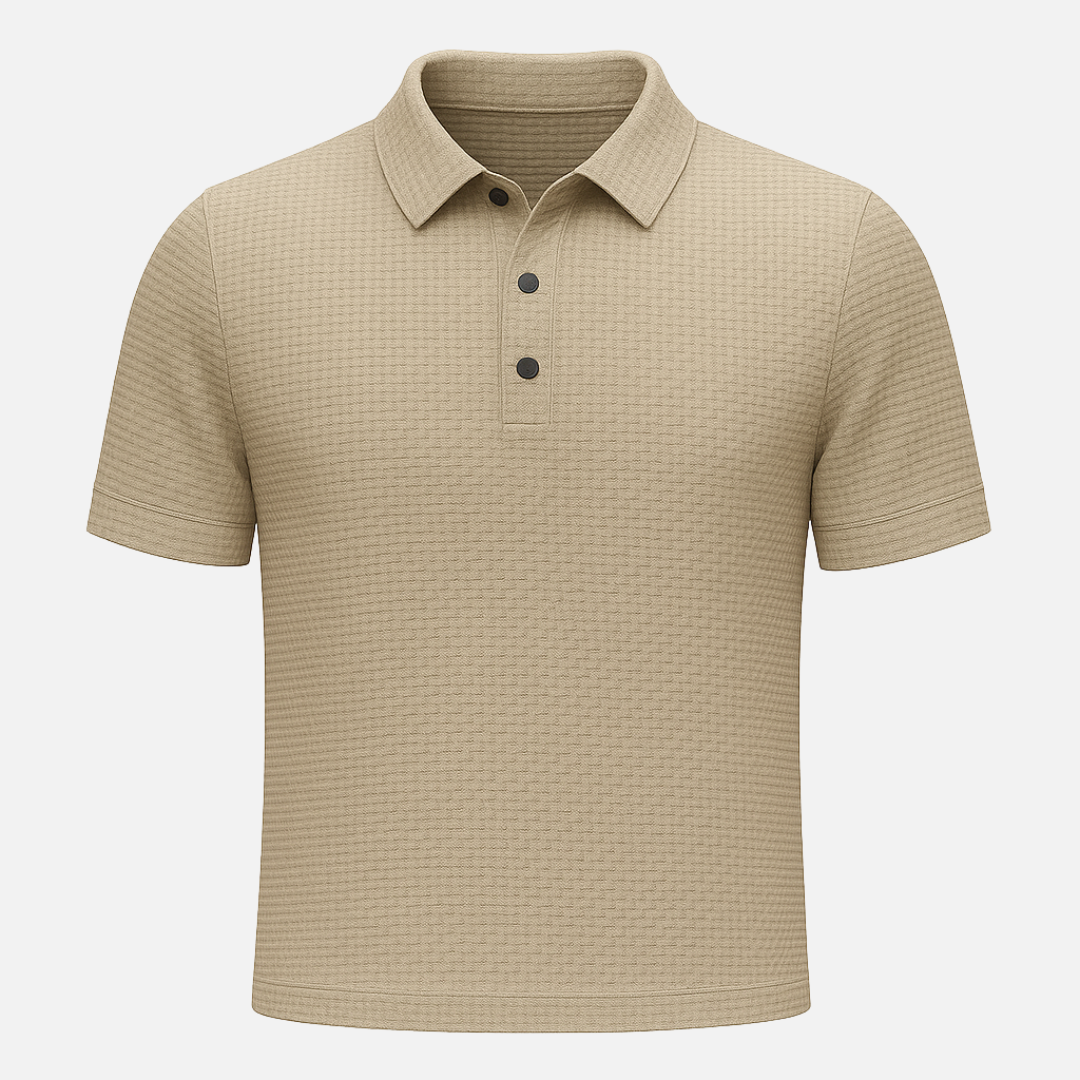 Men’s Textured Polo Shirt – Premium Waffle Knit Short Sleeve