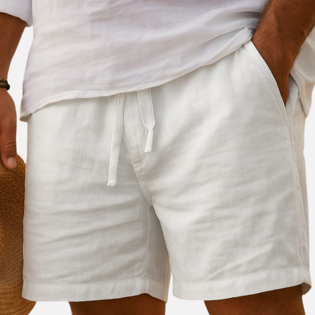 Men’s Casual Linen Drawstring Shorts Breathable