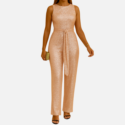 Backless Glitter Jumpsuit – Elegant Party Outfit